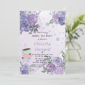 Periwinkle Paarse Peony Alcohol Bridal Tea Party Kaart (Staand voorkant)