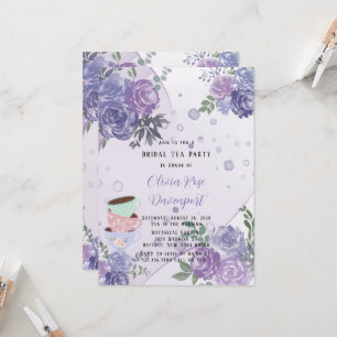 Periwinkle Paarse Peony Alcohol Bridal Tea Party Kaart