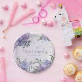 Periwinkle Paarse Peony Alcohol Ink Wedding Napkin Papieren Bordje (Feest)