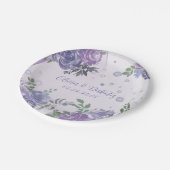 Periwinkle Paarse Peony Alcohol Ink Wedding Napkin Papieren Bordje (Gekanteld)