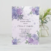 Periwinkle Paarse Peony Alcohol Ink Wedding Shower Kaart (Staand voorkant)