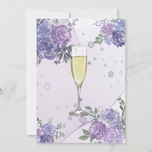 Periwinkle Paarse Peony Brunch & Bubble Kaart (Achterkant)