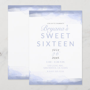 Periwinkle Paarse Waterverf Modern Chic Sweet 16 Kaart