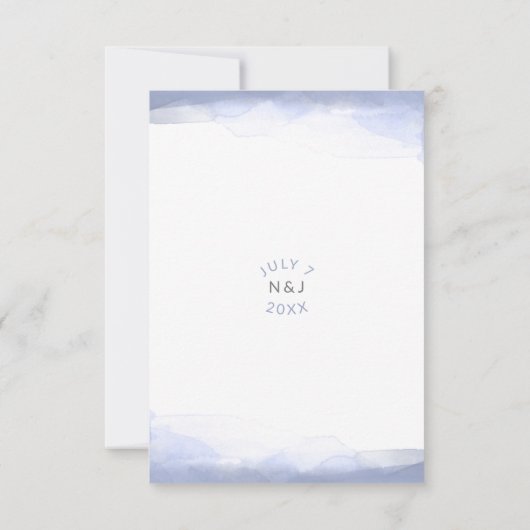 Periwinkle Paarse Waterverf Modern Wedding RSVP (Achterkant)