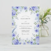Periwinkle Painterly Bloom Wedding Kaart (Staand voorkant)