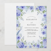 Periwinkle Painterly Bloom Wedding Kaart (Voorkant / Achterkant)