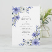 Periwinkle Painterly Flora Wedding Kaart (Staand voorkant)