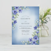 Periwinkle Painterly Floral Enchantment Wedding Kaart (Staand voorkant)
