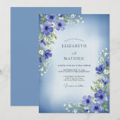 Periwinkle Painterly Floral Enchantment Wedding Kaart (Voorkant / Achterkant)