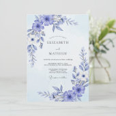 Periwinkle Painterly Flourish Wedding Kaart (Staand voorkant)