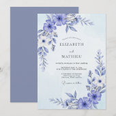 Periwinkle Painterly Flourish Wedding Kaart (Voorkant / Achterkant)