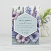 Periwinkle Pastoral Bloom Wedding Kaart (Staand voorkant)