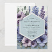Periwinkle Pastoral Bloom Wedding Kaart (Voorkant / Achterkant)
