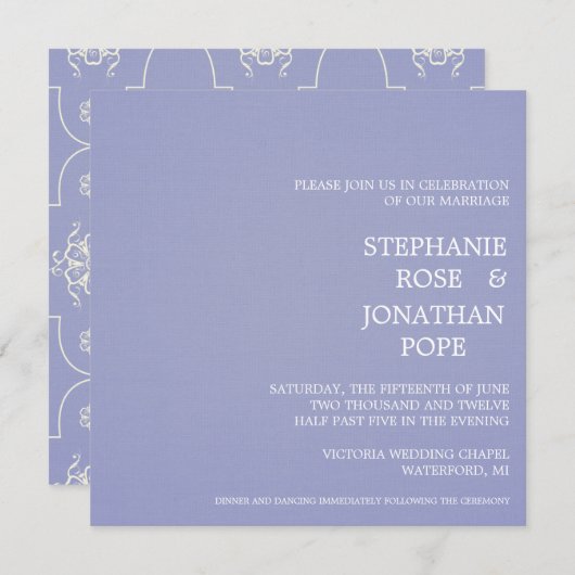 Periwinkle Pattern trouwuitnodiging Kaart (Voorkant / Achterkant)