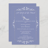 Periwinkle Peacock Flourish Rehearsal Dinner Kaart (Voorkant / Achterkant)
