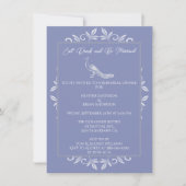 Periwinkle Peacock Flourish Rehearsal Dinner Kaart (Voorkant)