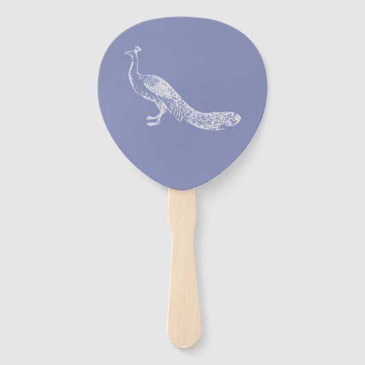 Periwinkle Peacock Flourish Wedding Favor Hand Fan Handwaaier (Achterkant)