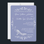 Periwinkle Peacock Flourish Wedding Invitation Kaart<br><div class="desc">Nodig gasten uit voor je aanstaande bruiloft met een Periwinkle Peacock Flourish Wedding Invitation. Het uitnodigingsontwerp kenmerkt een elegante pauw die met bloei wordt bewogen. Personaliseer met de bruom en de namen van de bruid samen met de trouwdatum en de plaats. Extra trouwbenodigdheden zijn ook beschikbaar bij dit ontwerp.</div>