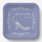 Periwinkle Peacock Flourish Wedding Shower Papieren Bordje (Voorkant)