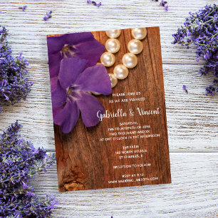 Periwinkle, Pearls en Barn Wood Country Weddenscha Kaart