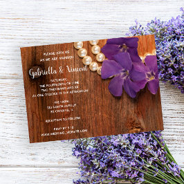 Periwinkle, Pearls en Barn Wood Country Weddenscha Kaart