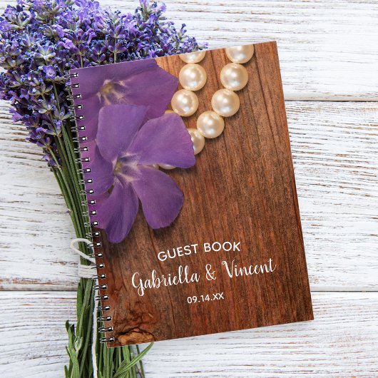 Periwinkle, Pearls en Barn Wood Country Weddenscha Notitieboek