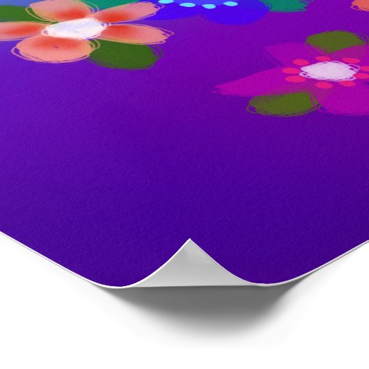 Periwinkle, Pink en Blue Boho Flowers Poster (Hoek)