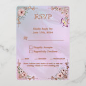  Periwinkle Pioen Folie RSVP Respons Kaart (Voorkant)