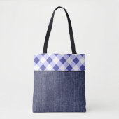 Periwinkle plaid and denim tote bag (Voorkant)