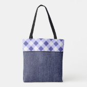 Periwinkle plaid and denim tote bag (Achterkant)