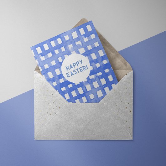 Periwinkle-plaid-patroon PaasKaart Feestdagenkaart