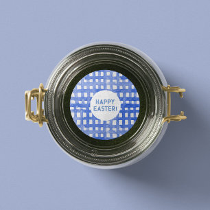 Periwinkle-plaid-patroon PaasSticker Ronde Sticker