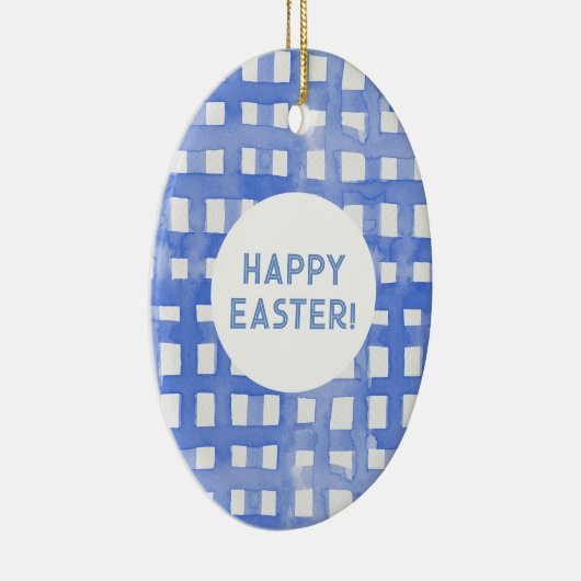 Periwinkle plaid patroon pasta keramisch ornament (Rechts)