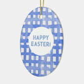 Periwinkle plaid patroon pasta keramisch ornament (Links)