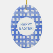 Periwinkle plaid patroon pasta keramisch ornament (Voorkant)