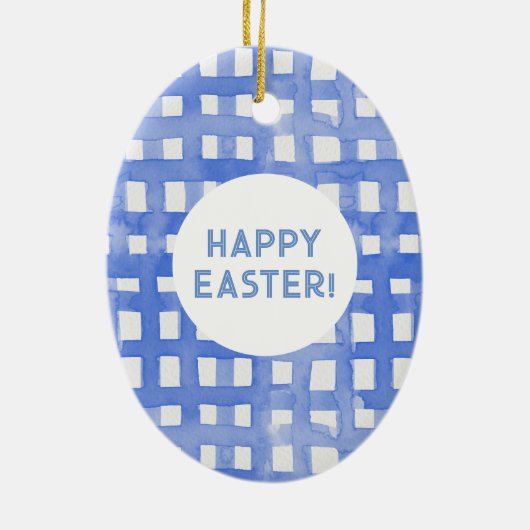 Periwinkle plaid patroon pasta keramisch ornament (Achterkant)