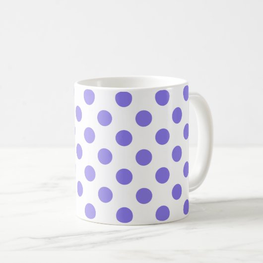Periwinkle polka-stippen koffiemok (Voorkant rechts)