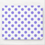 Periwinkle polka-stippen muismat<br><div class="desc">Periwinkle polka-stippen op witte achtergrond</div>