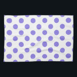Periwinkle polka-stippen theedoek<br><div class="desc">Periwinkle polka-stippen op witte achtergrond</div>