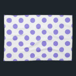 Periwinkle polka-stippen theedoek<br><div class="desc">Periwinkle polka-stippen op witte achtergrond</div>