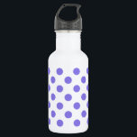 Periwinkle polka-stippen waterfles<br><div class="desc">Periwinkle polka-stippen op witte achtergrond</div>