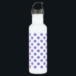 Periwinkle polka-stippen waterfles<br><div class="desc">Periwinkle polka-stippen op witte achtergrond</div>