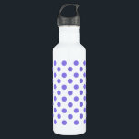 Periwinkle polka-stippen waterfles<br><div class="desc">Periwinkle polka-stippen op witte achtergrond</div>
