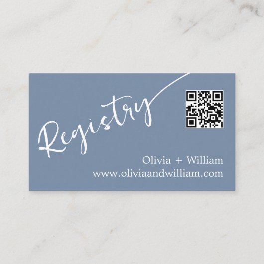 Periwinkle QR Code Wedding Registry Kaart (Voorkant)