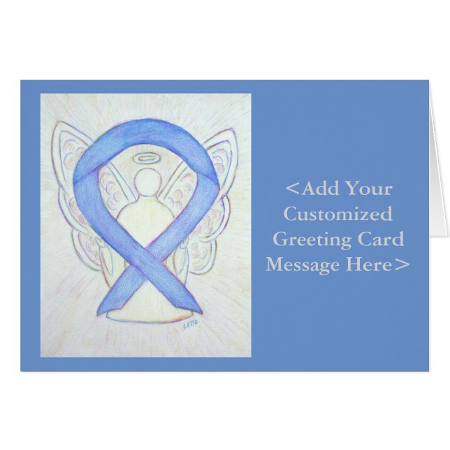 Periwinkle Ribbon Angel Persoonlijke Kaarten (Voorkant Horizontaal)