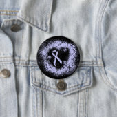 Periwinkle Ribbon Grunge Heart Ronde Button 7,6 Cm (In situ)