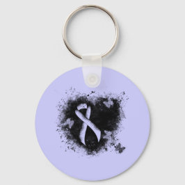 Periwinkle Ribbon Grunge Heart Sleutelhanger