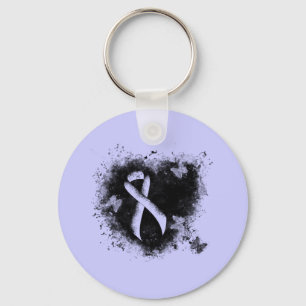 Periwinkle Ribbon Grunge Heart Sleutelhanger