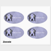 Periwinkle Ribbon met Wings Ovale Sticker (Vel)