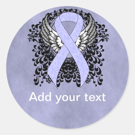 Periwinkle Ribbon met Wings Ronde Sticker (Voorkant)